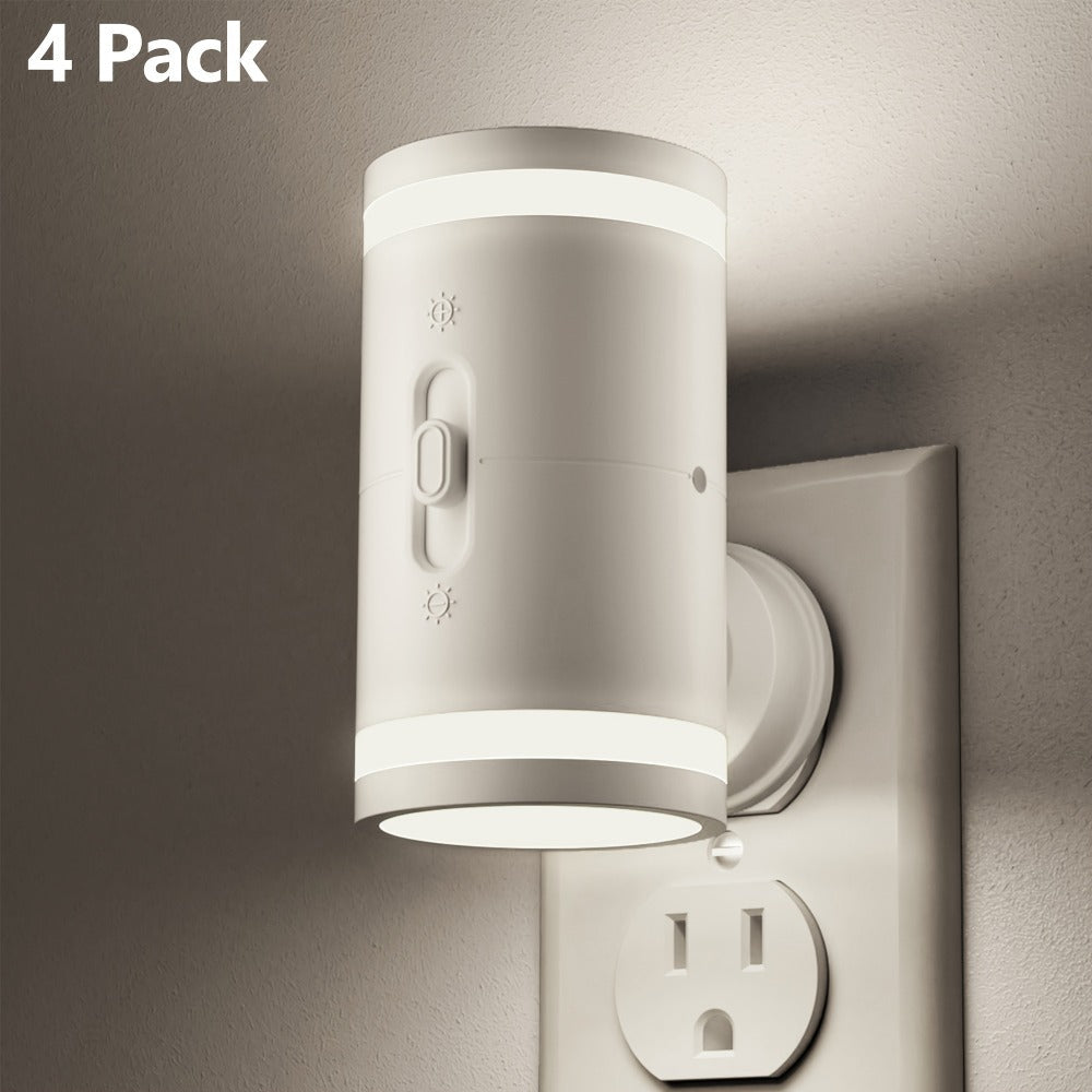 LED Night Light Plug In Dusk to Dawn Sensor ¨C 5-120LM Adjustable Brightness, 3 Color Temperatures, Modern Plug-In Night Lights for Hallway, Bedroom, Staircase, Bathroom & Toddler Room, 2 or 4 Pack