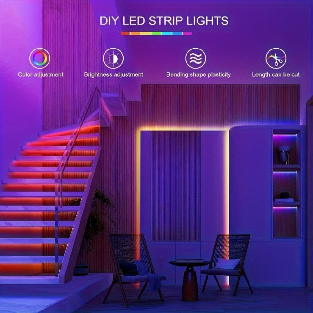 RGB LED Light Strip 5050 SMD USB Powered - Multi-Color Cuttable LED Strip with 3-Button Controller, Easy Install for Home Decor Living Room Bedroom TV Background Christmas Party Stage, 3M / 4M / 15M