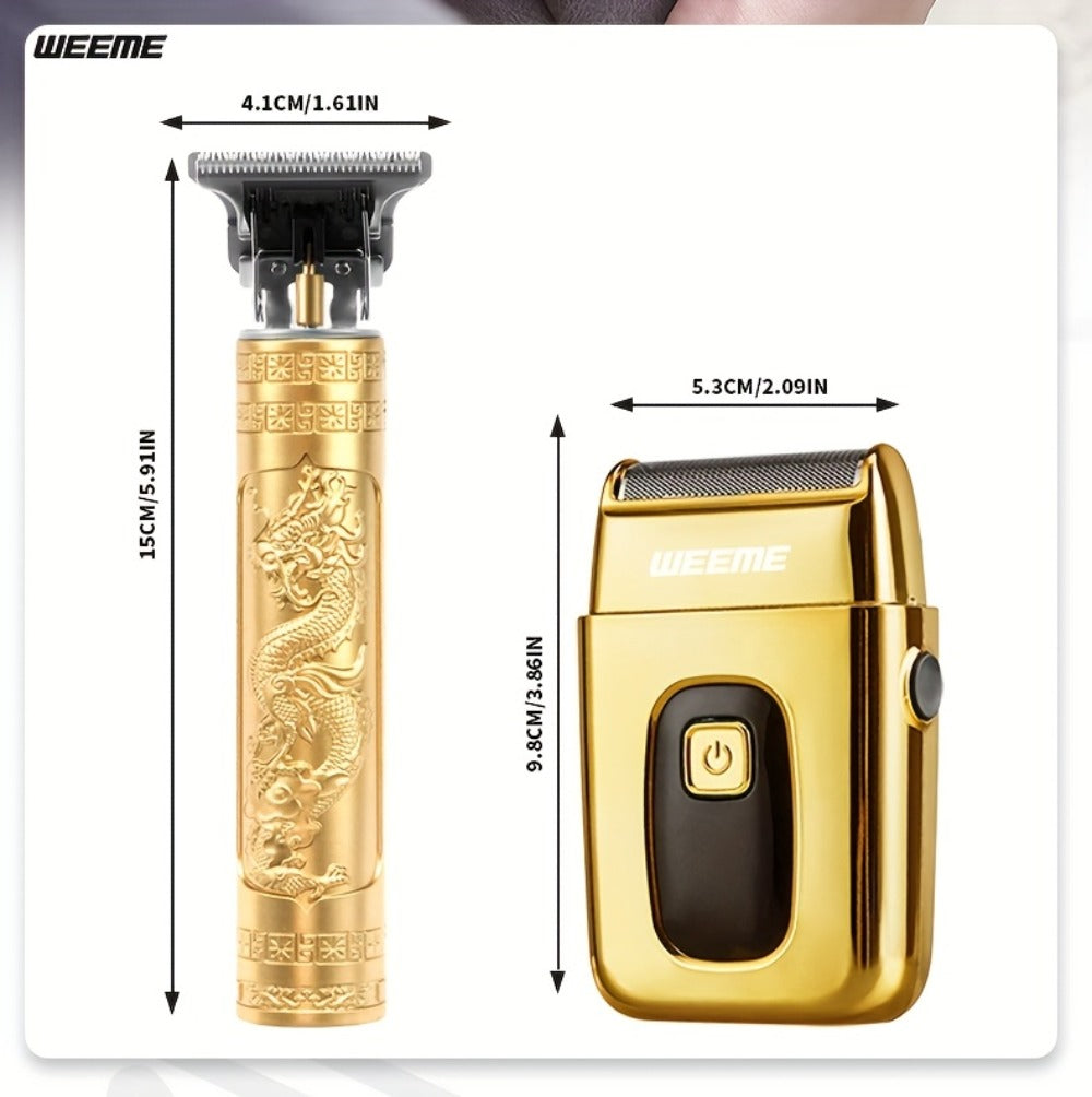 Men's Electric Hair Trimmer and Beard Trimmer 2-Piece Set Cordless Hair Clipper Short Beard Shaver for Haircut Shaving Styling Home Car Travel Use