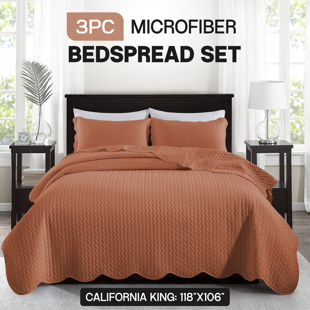 Bedspread Set 3-Piece Microfiber Floral Coverlet with Pillow Shams - Soft Breathable Lightweight All-Season Bed Cover for Queen King Twin California King