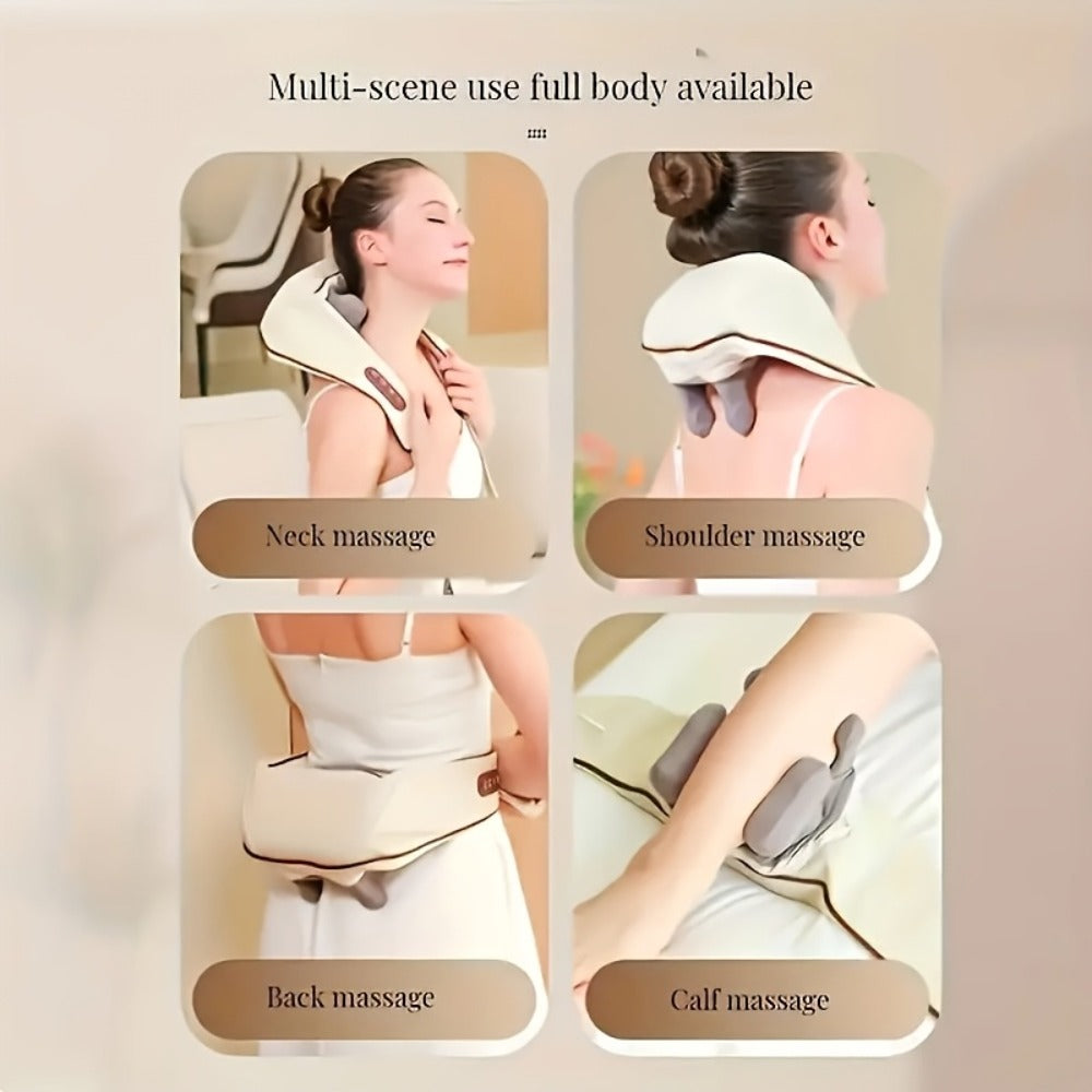 Neck Shoulder Massage Pillow 8D Deep Kneading Wireless Electric Back Massager Simulates Human Hands for Neck Shoulder Back Pain Relief Gift for Women Men