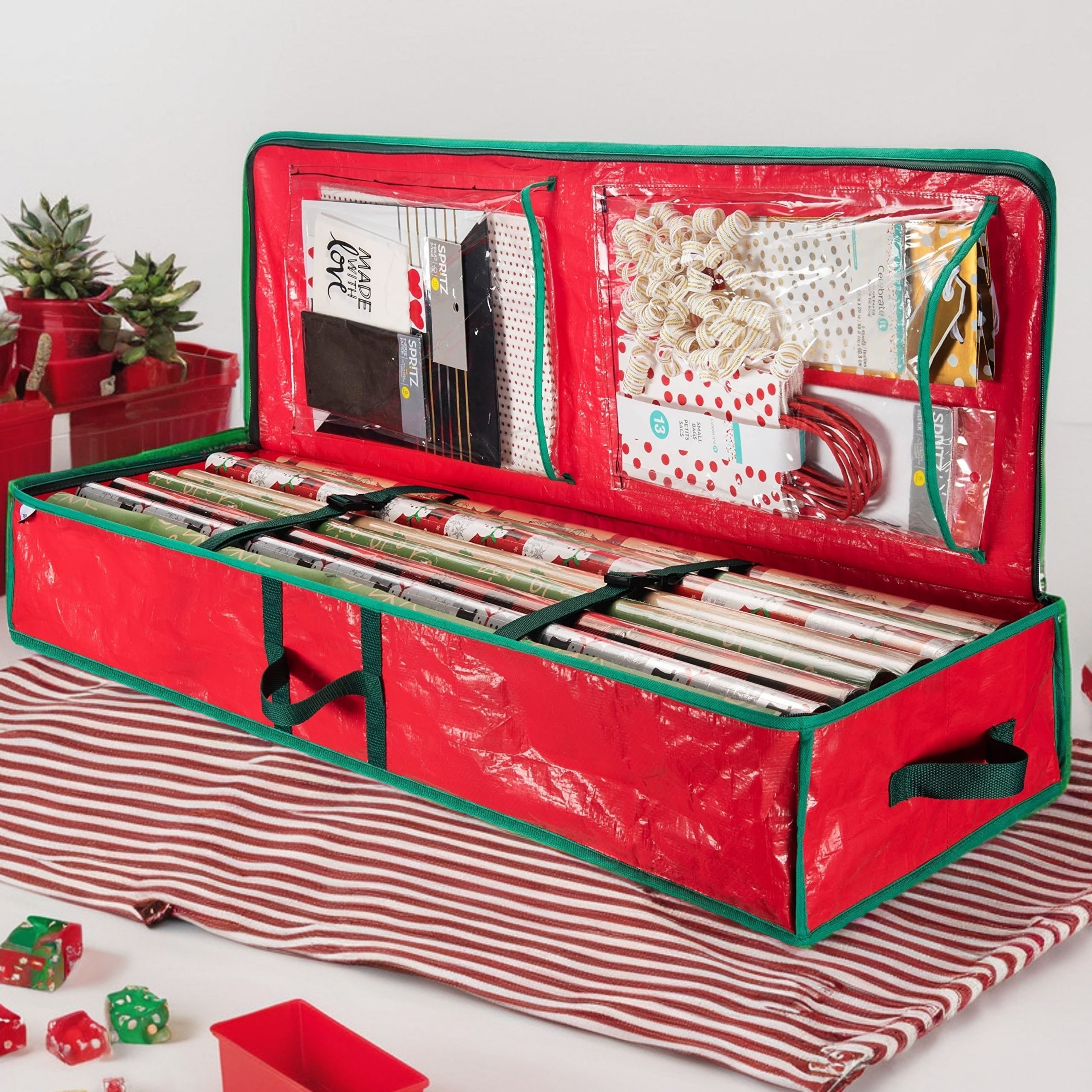 40-Inch Waterproof Holiday Storage Bag - Large Underbed Organizer with Zipper, Interior Pockets & Dustproof Cover for Christmas Decorations, Gift Wrap & Seasonal Items