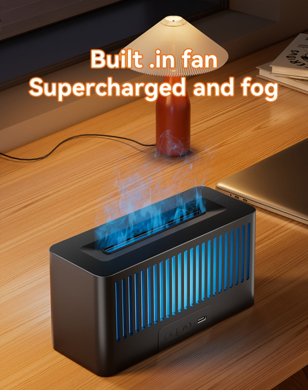 Flame Humidifier with 7-Color Simulated Fire Effect | USB Aromatherapy Essential Oil Diffuser & Cool Mist Humidifier for Living Room, Bedroom & Office | Atmosphere Decor Gift | Black & White