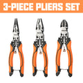 Pliers Set 9-in-1 Multi-Function Industrial Grade, 8.5¡± Lineman Pliers, 8.5¡± Long Nose Pliers, 8¡± Diagonal Side Cutters, CRV Steel TPR Handle Wire Stripper Crimper Cutter for Electrical & Auto Repair