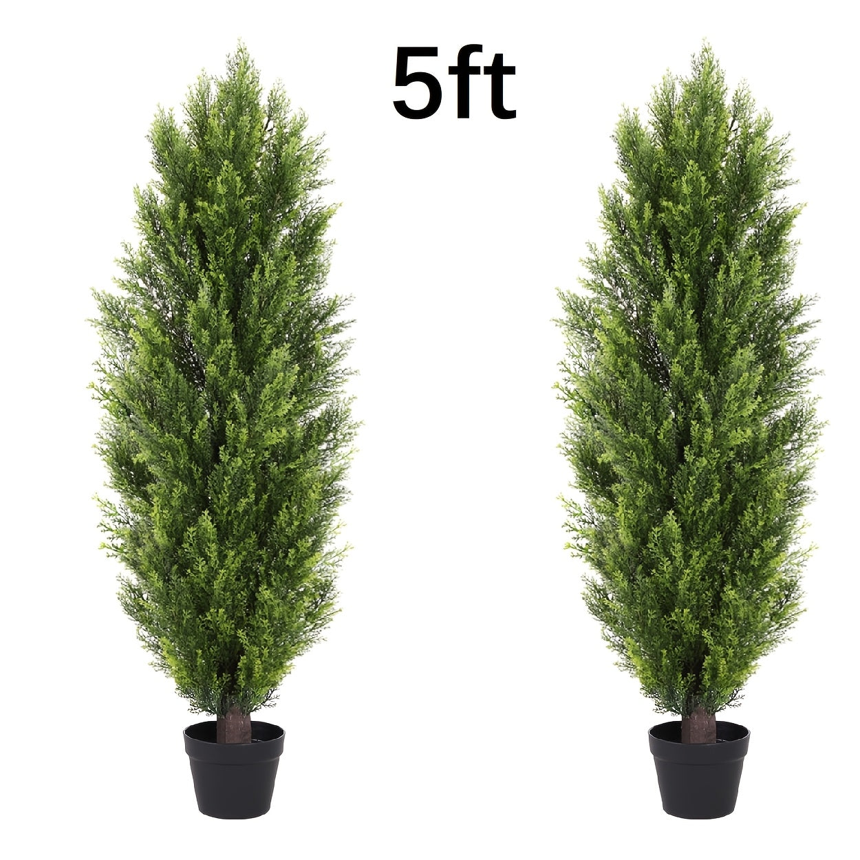 Artificial Cedar Topiary Trees 2 Pack UV Resistant Faux Greenery for Indoor Outdoor Patio Garden Office Entryway Decor 4FT 5FT 6FT