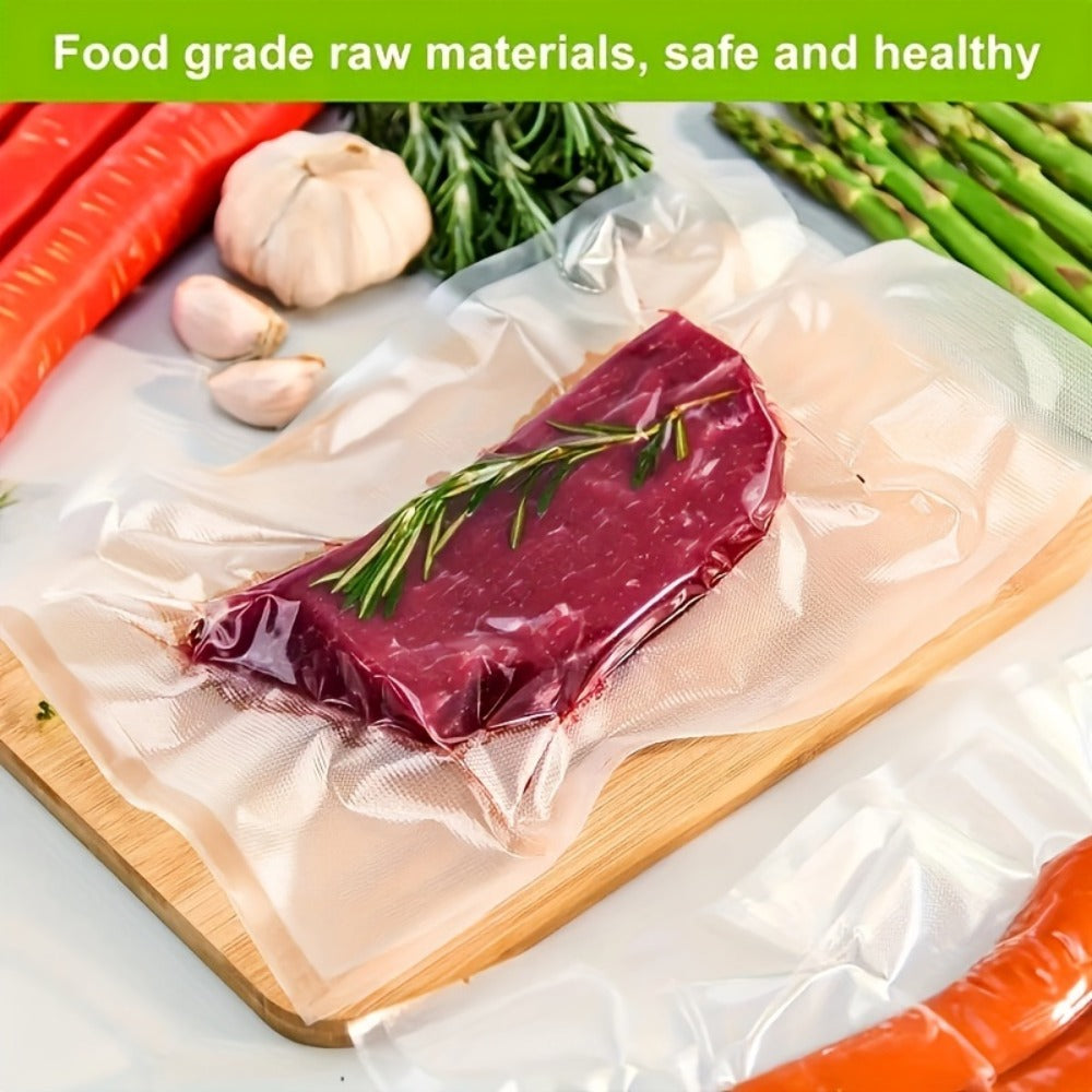 Micro Perforated Food Storage Bags 100 Pack - Breathable Ventilated Produce Bags for Fruits Vegetables Meat and Seafood, Refrigerator Fresh Keeping Bags for Longer Freshness, Available in 7 Sizes