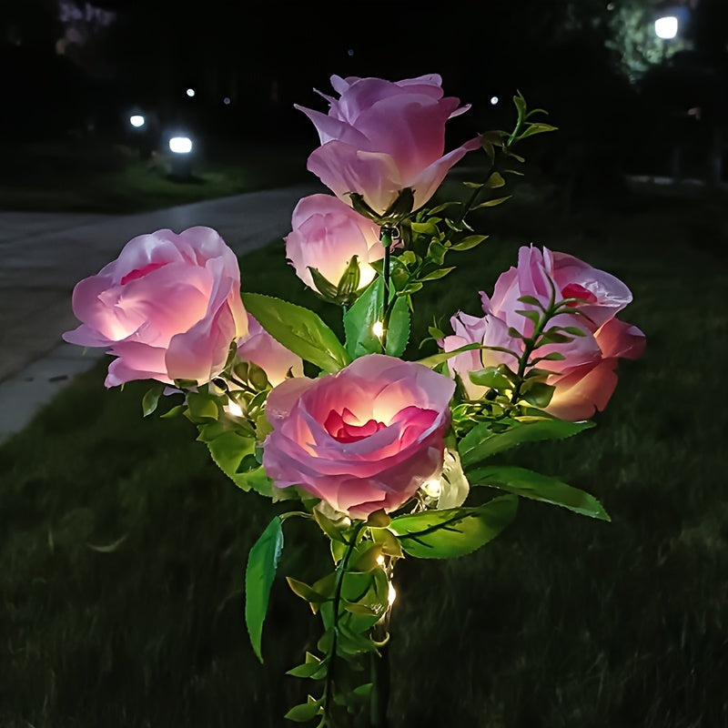 Solar Garden Lights Outdoor 2 Pack ¨C 14 Realistic Rose Stake Lights, Solar Powered Yard & Patio Decor
