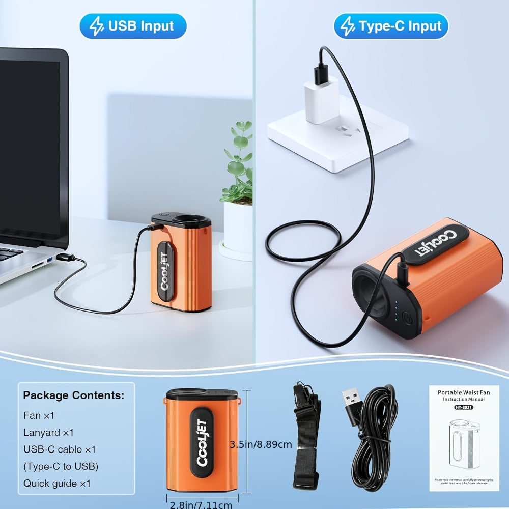 Neck Fan Waist Clip Fan 5000mAh, 18000RPM Powerful Brushless Motor, 4-Speed Portable Personal Fan with LED Battery Indicator, Hands-Free Wearable Fan for Outdoor Work, Camping, Sports and Travel