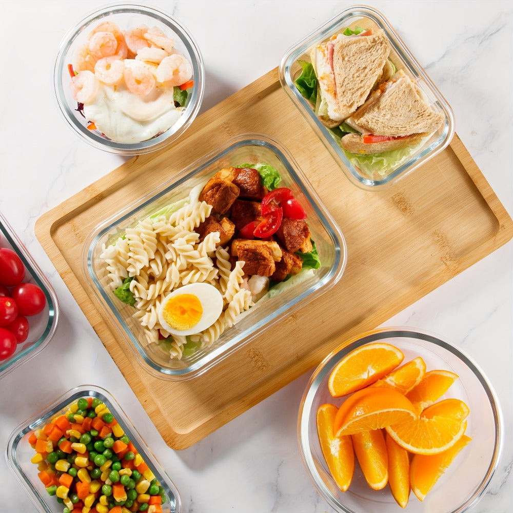Glass Food Storage Containers with Airtight Lids - Borosilicate Glass Meal Prep Containers Set, Microwave Dishwasher Freezer Safe, BPA Free, Leak Proof Lunch Containers for Kitchen