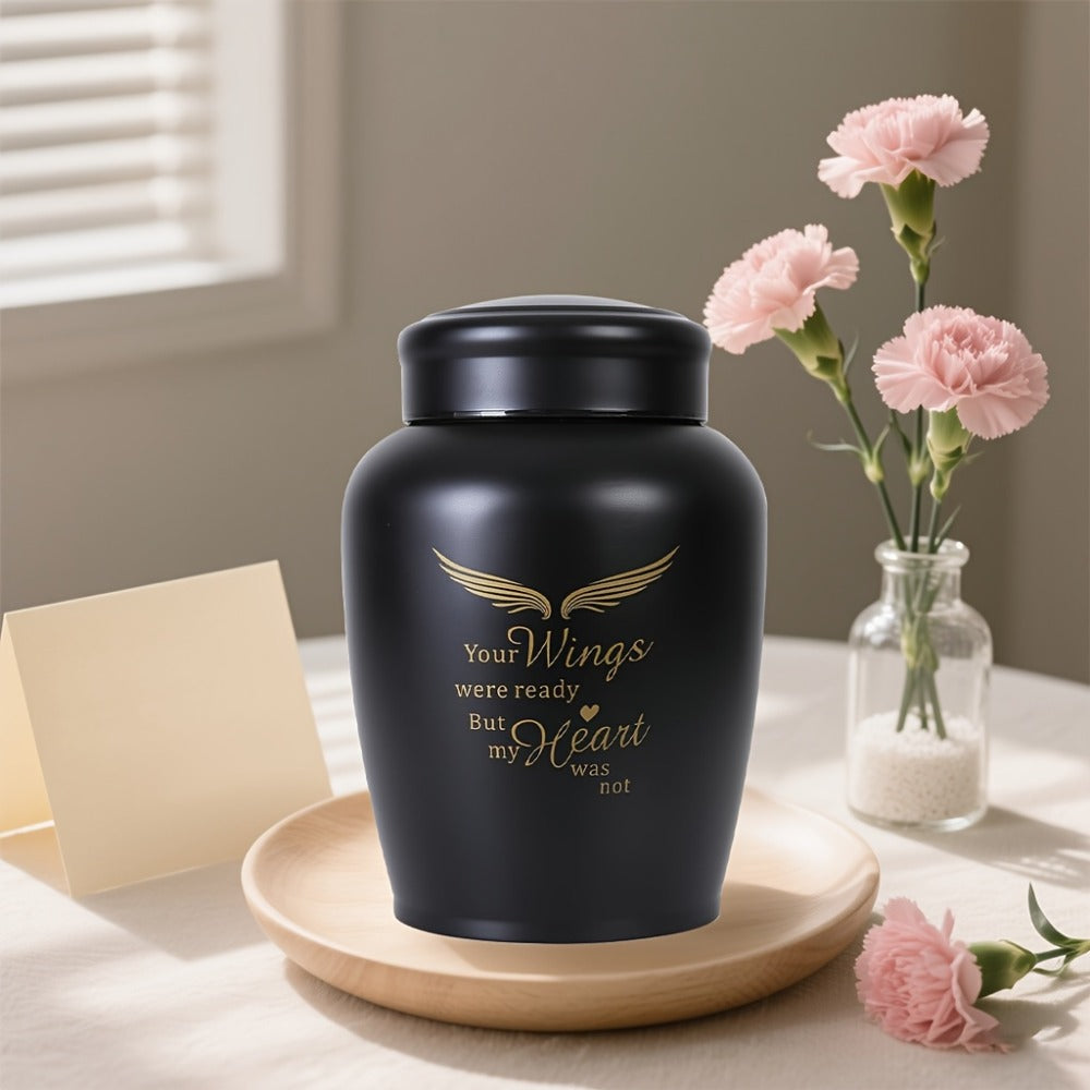 Cremation Urn for Human Ashes Large 8.5 Inch Stainless Steel Burial Urn for Adult Male Female, Memorial Urn for Cremated Remains Holds Up to 180 LBS, Silver or Black