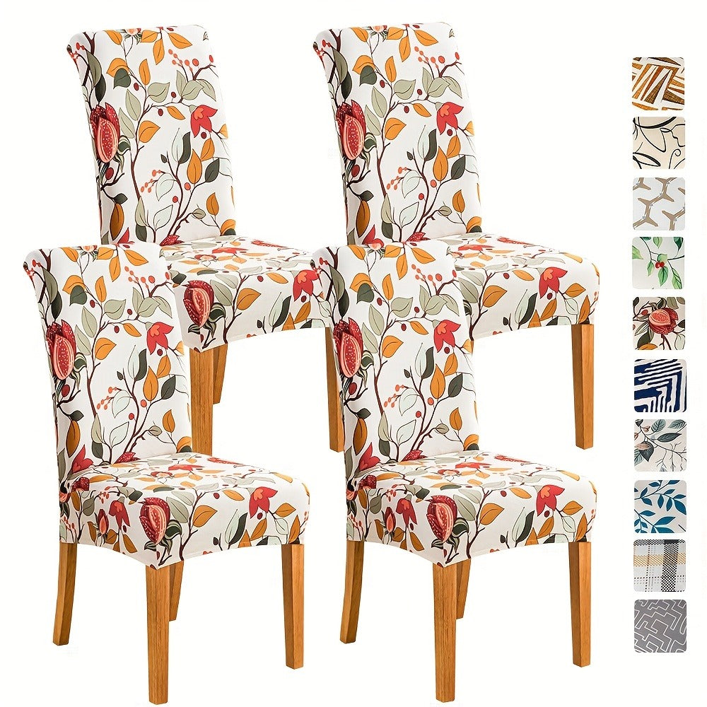 Dining Chair Covers Slipcovers Set of 4 or 6 - Spandex Stretch Milk Velvet Removable Washable Parsons Chair Protector | Anti-Slip Elastic Band | Multiple Prints | Kitchen Dining Room Hotel Ceremony