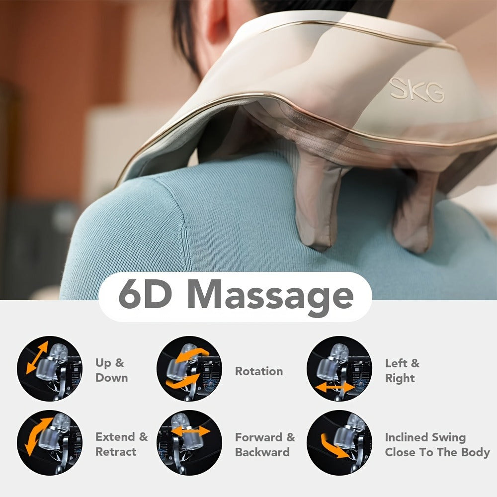 Neck Massager with Heat ¨C 6D Shiatsu Cordless Deep Kneading Electric Massager for Neck, Shoulder, Back & Waist | 9 Modes, Hot Compress 40-45¡ãC, 2200mAh Battery | Portable for Home, Office & Car