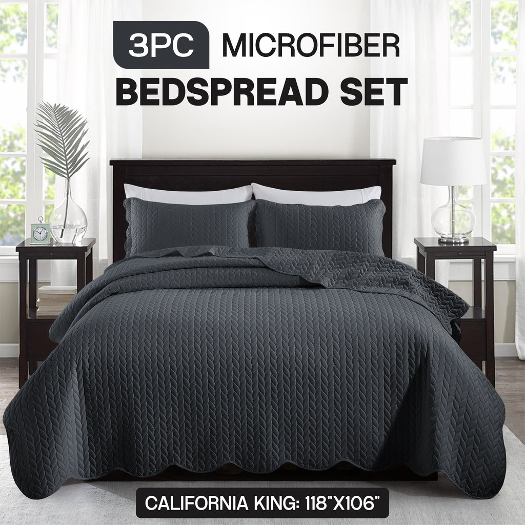 Bedspread Set 3-Piece Microfiber Floral Coverlet with Pillow Shams - Soft Breathable Lightweight All-Season Bed Cover for Queen King Twin California King