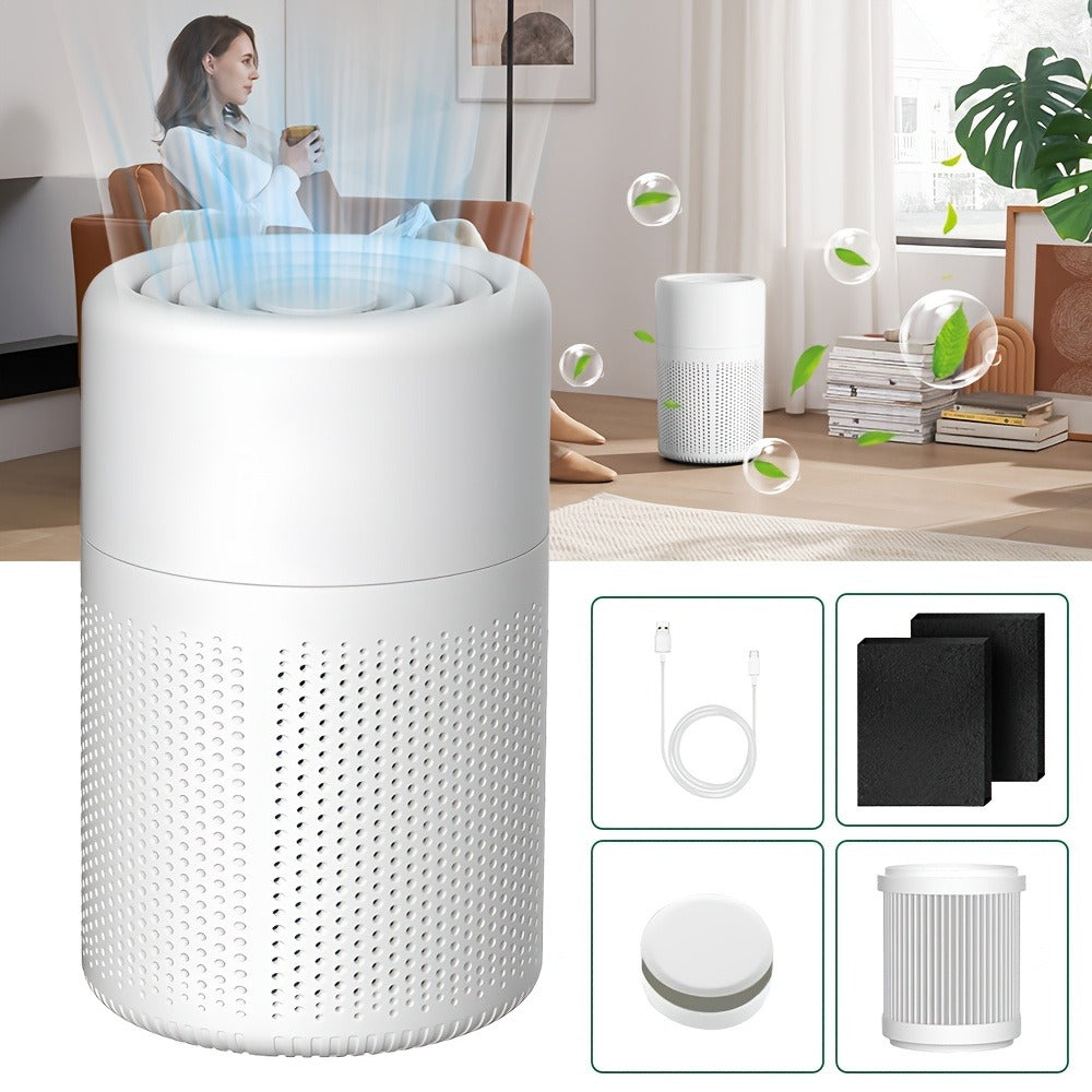 HEPA 3-in-1 Air Purifier with Air Quality Sensor & Sleep Mode | Removes Pet Odors, Allergens, Dust & Smoke | Compact Quiet Air Cleaner for Bedroom, Office & Living Room | Pet Friendly White