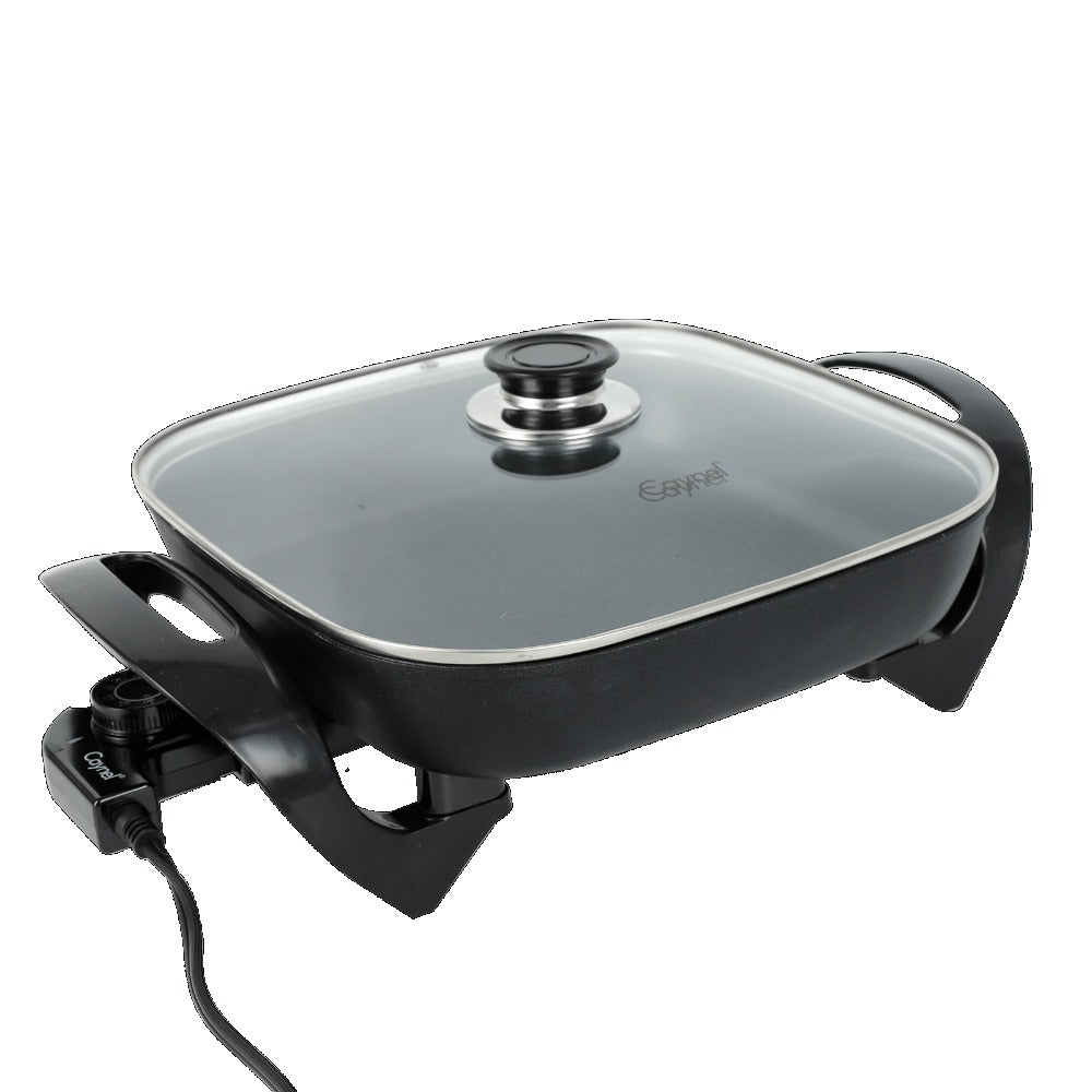 Electric Skillet 12x12 Inch Nonstick Ceramic with Glass Lid 1400W Adjustable Temperature up to 420¡ãF ¨C Aluminum Body Electric Frying Pan for Fry Bake Steam Simmer, Black & Copper