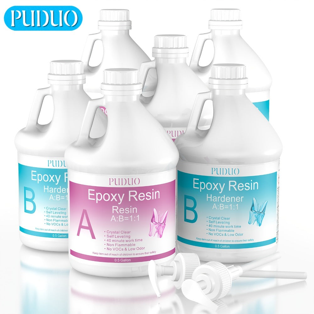 Ultra-Clear Epoxy Resin Kit 1 2 3 Gallon Fast Curing Bubble-Free Non-Yellowing ¨C 2-Part AB Epoxy for Coatings Casting Countertops River Tables & DIY Crafts