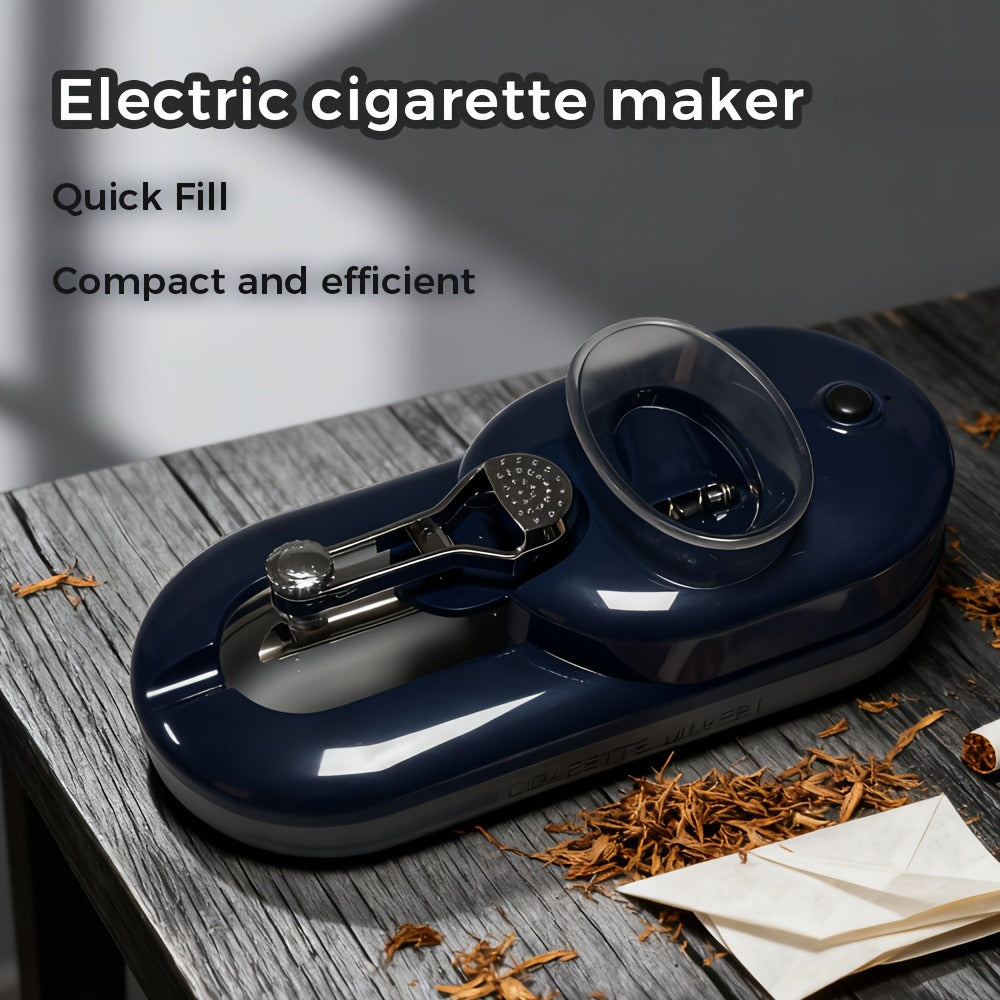 Electric Cigarette Rolling Machine Injector 2-in-1 Grind & Fill - 8mm & 6.5mm Interchangeable Tubes, Cleaning Brush & Tobacco Fork | 3 Colors | Easy to Use