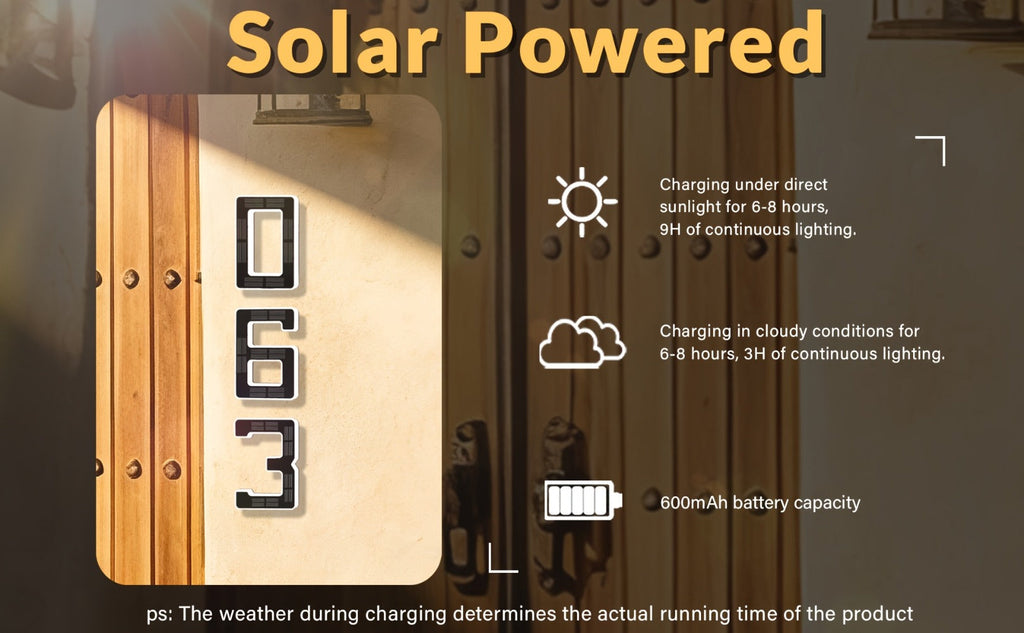 LED Solar House Number Light 6.7 Inch Wall Mounted ¨C Smart Sensor Illuminated Address Number for Home Decor, No Wiring Energy-Saving Solar Powered Outdoor Light