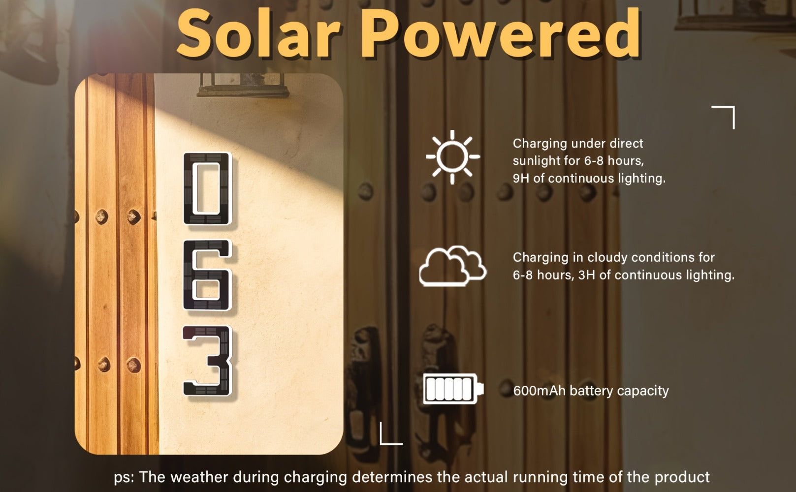 LED Solar House Number Light 6.7 Inch Wall Mounted ¨C Smart Sensor Illuminated Address Number for Home Decor, No Wiring Energy-Saving Solar Powered Outdoor Light
