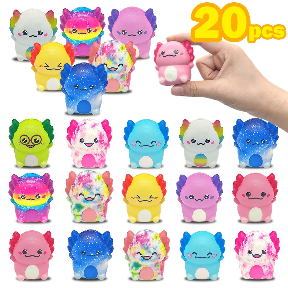 Axolotl Squishy Toys 20 Pack Slow Rise Ice Cream Squishies Individually Wrapped Foam Fidget Sensory Toys for Kids Party Favors Goodie Bags Birthday Gifts Stress Relief