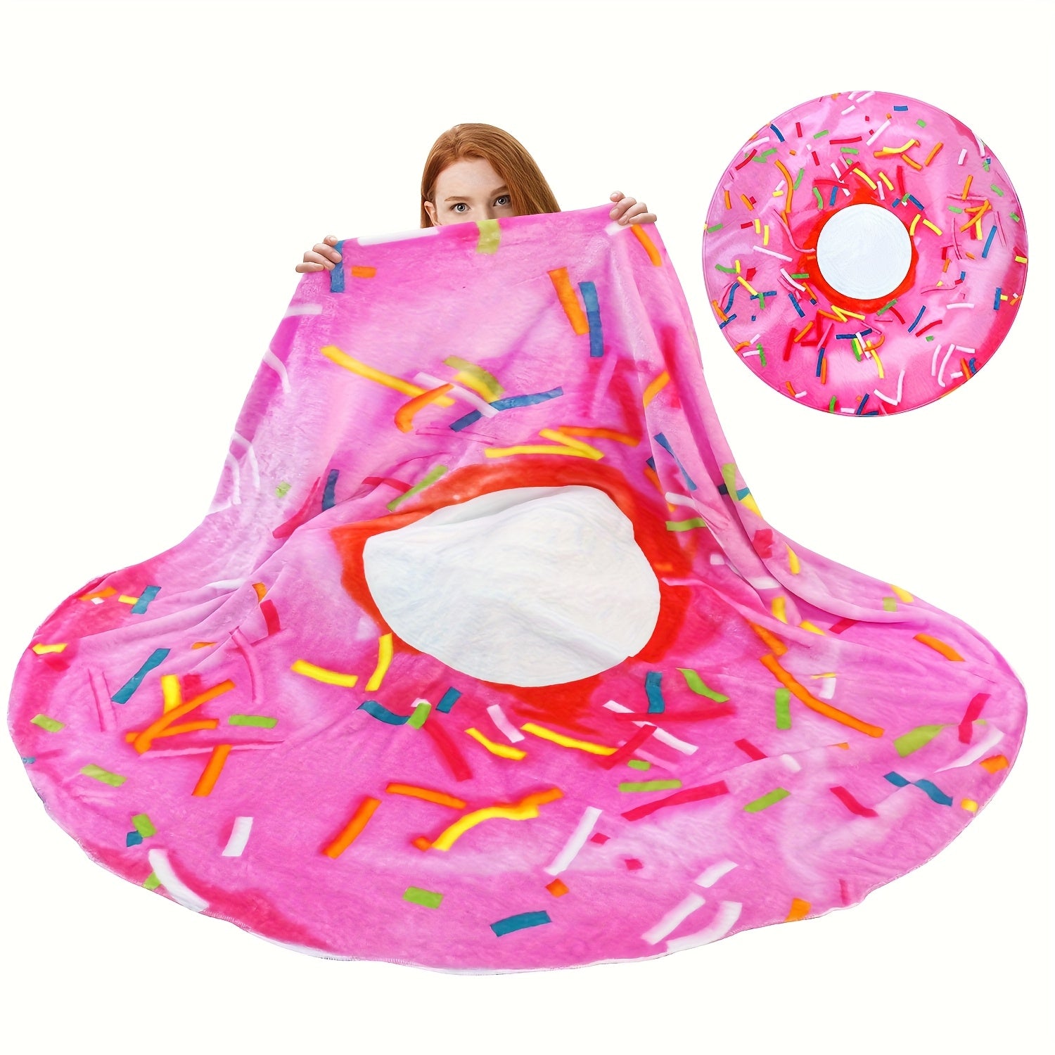 Food Print Flannel Throw Blanket - Funny Pizza Donut Pancakes Digital Print 250GSM Soft Cozy Lightweight All-Season Foodie Throw for Couch Sofa Bed Office Camping Travel