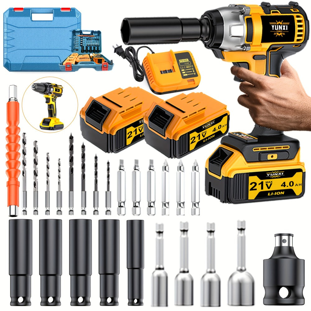 21V Cordless Drill Brushless Impact Wrench Multifunctional ¨C Lithium Battery, Quick Charger, Variable Speed, Tighten Screws & Bolts, Compact Power Tool for Home, Car Repair & DIY ¨C Multiple Battery & Bundle Configurations