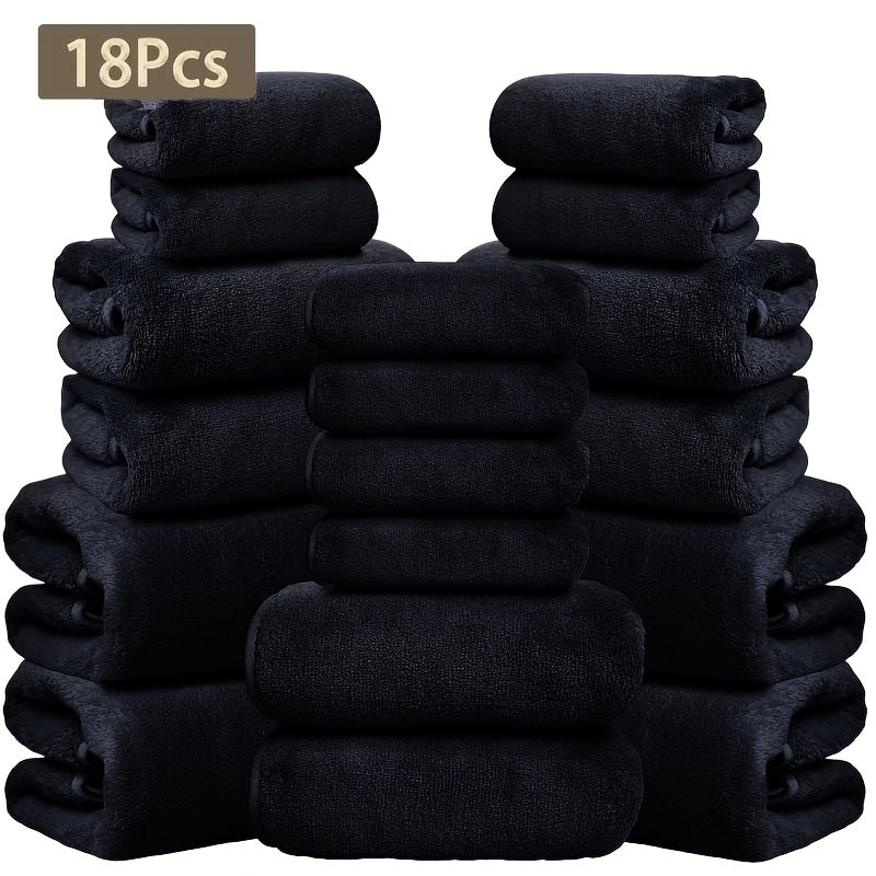 Coral Velvet Bath Towel Set 18pcs ¨C 4 Bath Towels 4 Hand Towels 10 Washcloths Hotel Quality Soft Absorbent