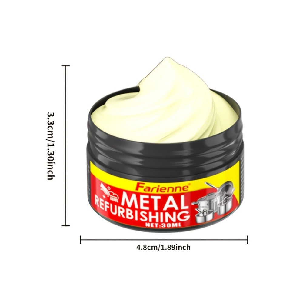Metal Polishing Paste with Sponge Chrome & Stainless Steel Polish Gloss Agent No Residue Coconut Oil Formula for Painted Metals Car Jewelry Household