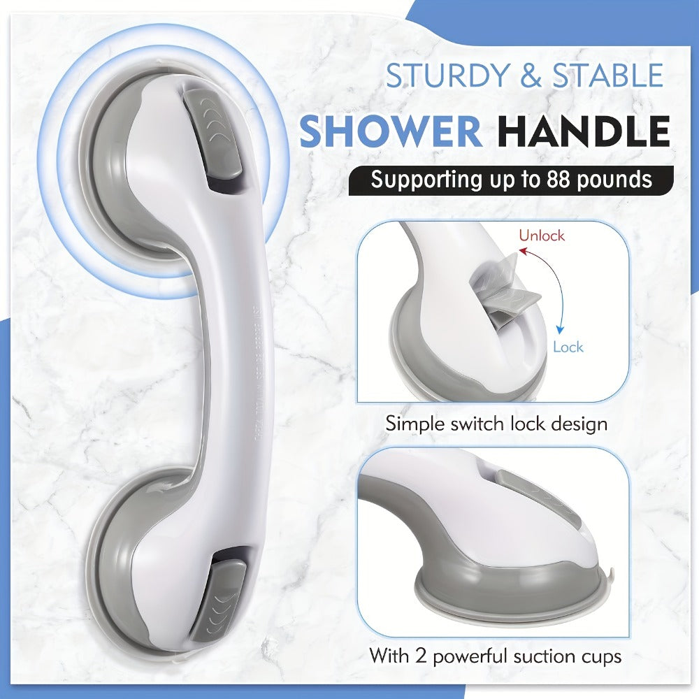 Grab Bars for Bathroom 2pcs Suction Cup No Drill Shower Handle for Elderly Adjustable Height Non-Slip Safety Rail Toilet Fall Prevention Handrail Easy Install