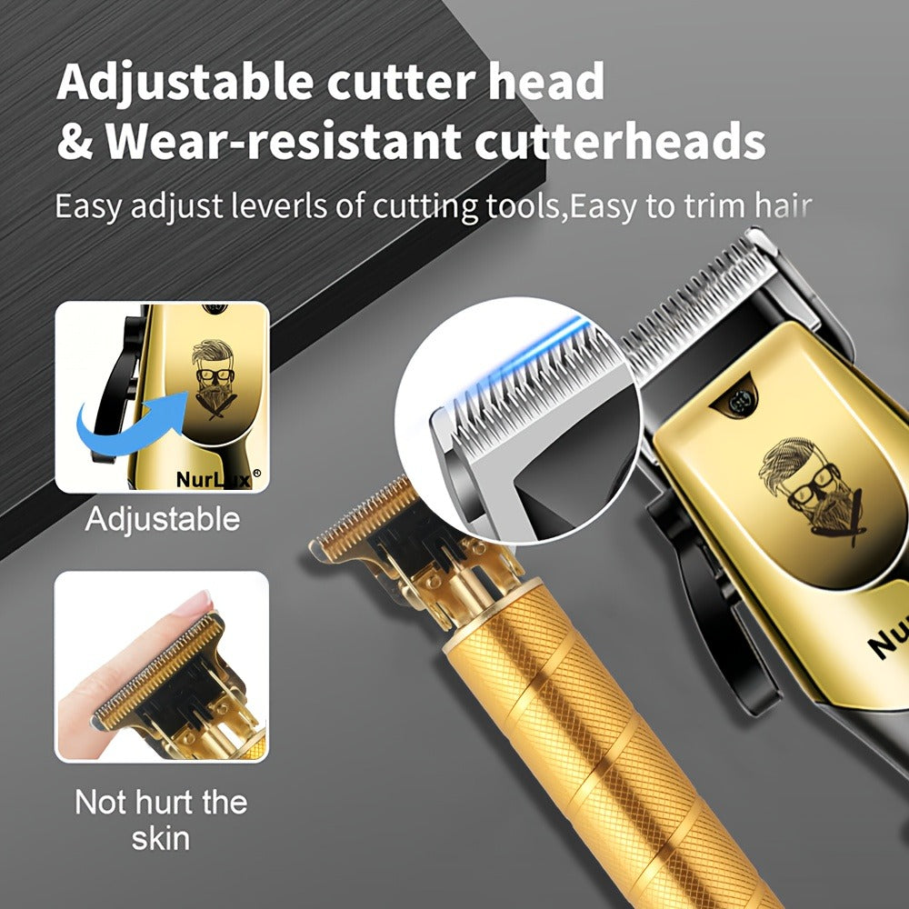 Men's Professional Hair Clipper and Trimmer Set Wireless USB Rechargeable Hair Cutting Kit for Hair and Beard Precise Grooming Gift for Dad Boyfriend Father's Day