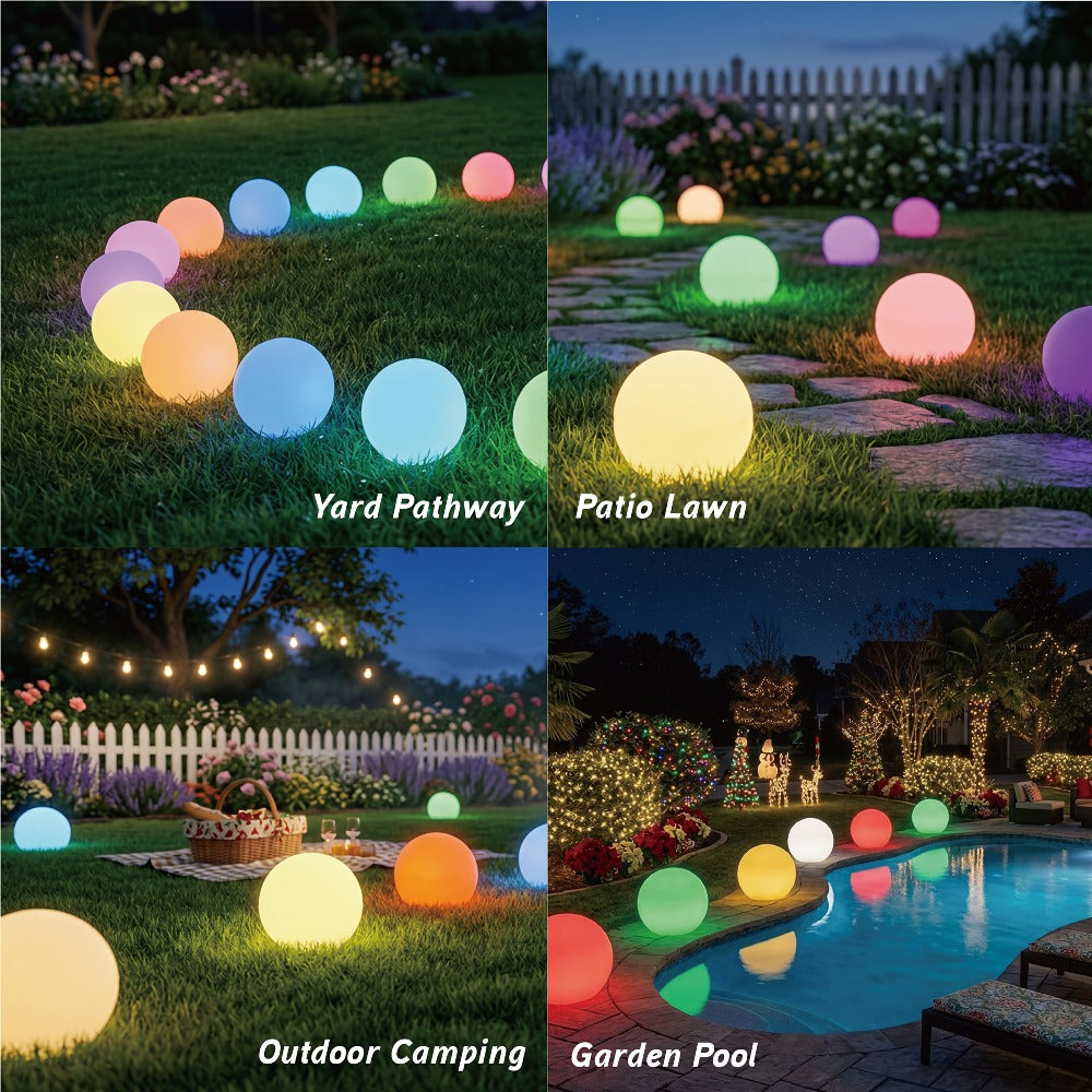 Solar Globe Lights Outdoor 8 Inch RGB Color Changing 16 Colors Remote Control Waterproof Garden Ball Light for Patio Yard Lawn Pool Pathway Party Decor