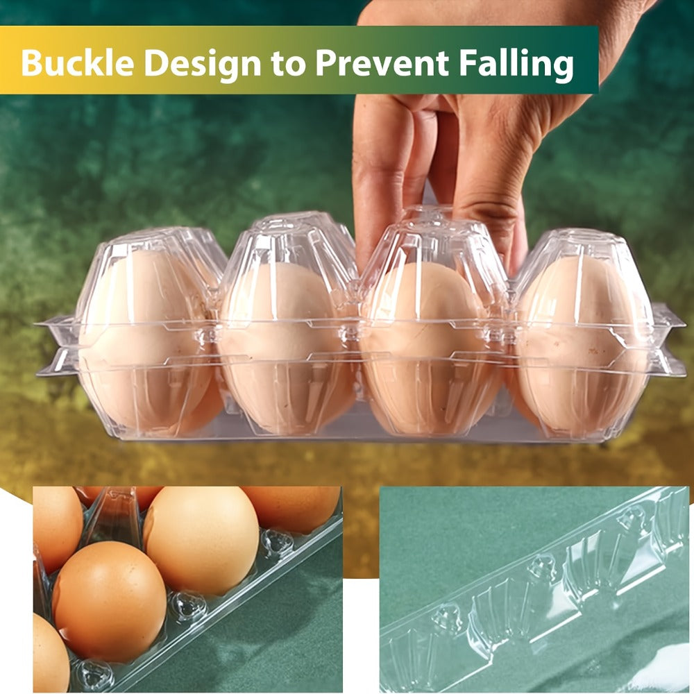 52/104-Pack Clear Plastic Egg Cartons Bulk with Sticker Labels - Reusable 12-Count Egg Containers for Home Farm Market Display