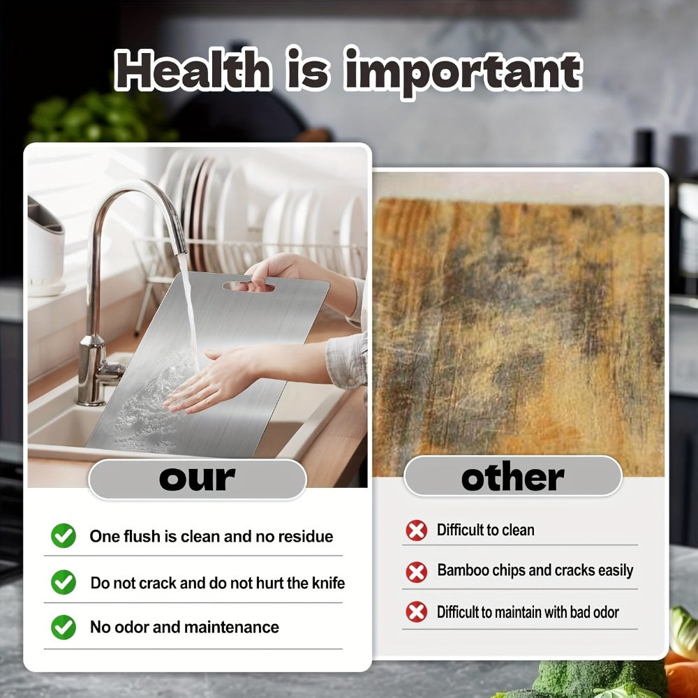Stainless Steel Cutting Board Dual-Sided 9x13 Inch ¨C Non-Slip Kitchen Chopping Board for Meat Vegetables Fish, Compact Design for RV Small Kitchen Home Chef
