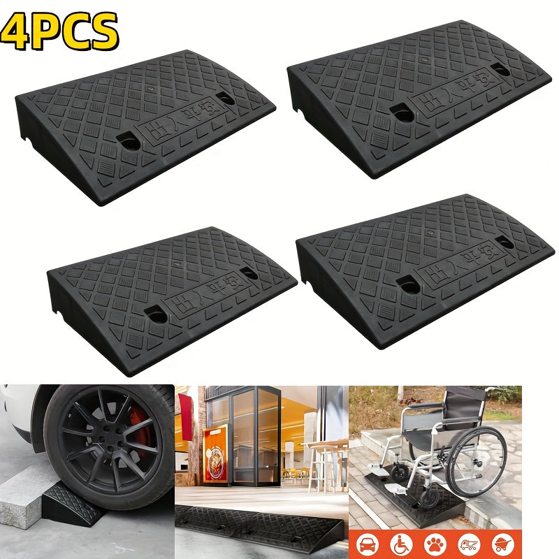 Curb Ramp Heavy Duty Plastic 3000 lb Portable Lightweight for Car SUV Motorcycle Bike Wheelchair Scooter Driveway Sidewalk Loading Dock Garage Outdoor Use Mobility Aid Ramp 2/4 Pack Black