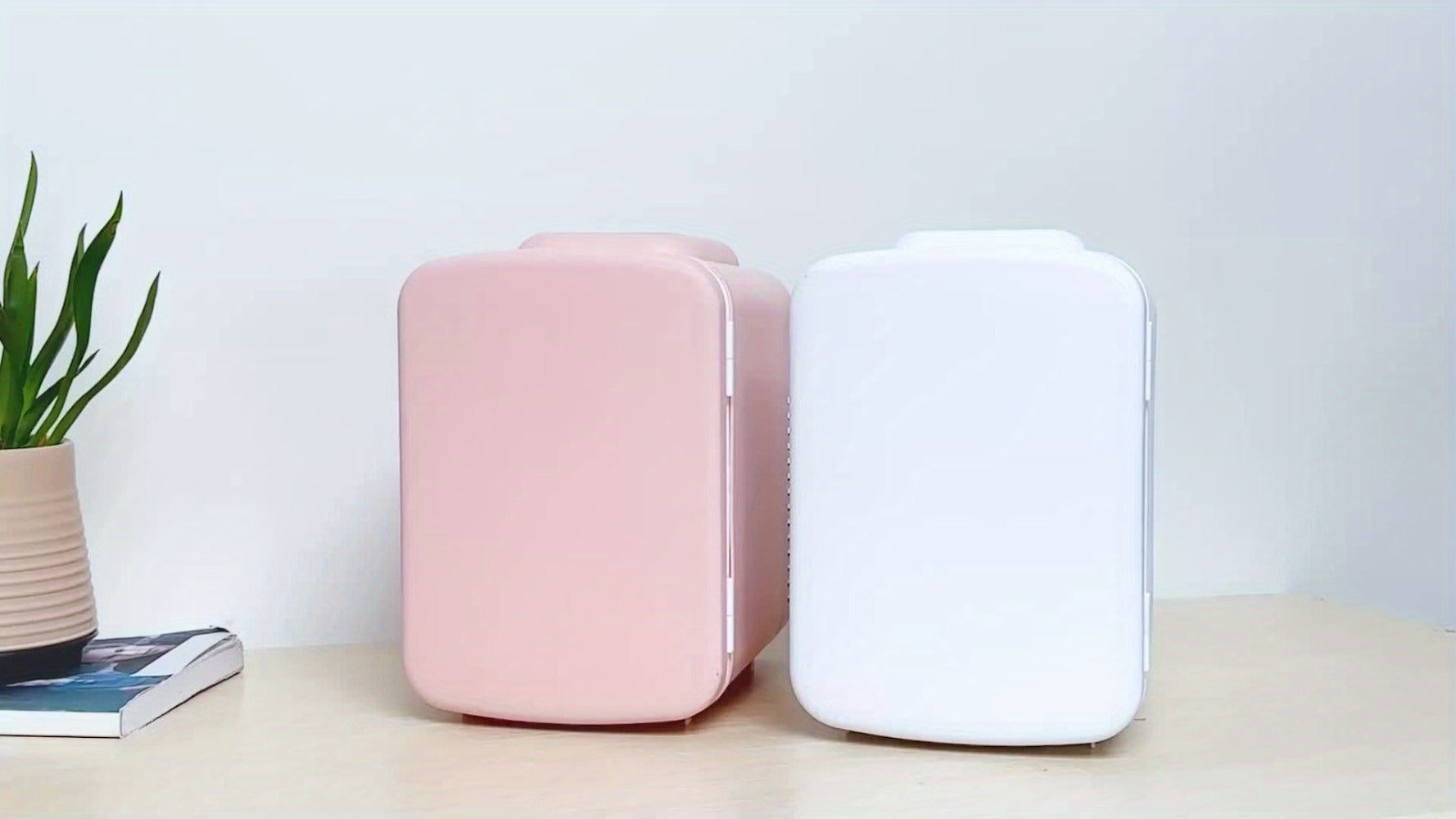 Aesthetic Mini Fridge 4 Liter with Stickers - Portable Cooler and Warmer for 6 Cans, AC/DC Compact Refrigerator for Bedroom, Office, Dorm & Car, Cute Mini Fridge Gift for Friends, Black Pink Red