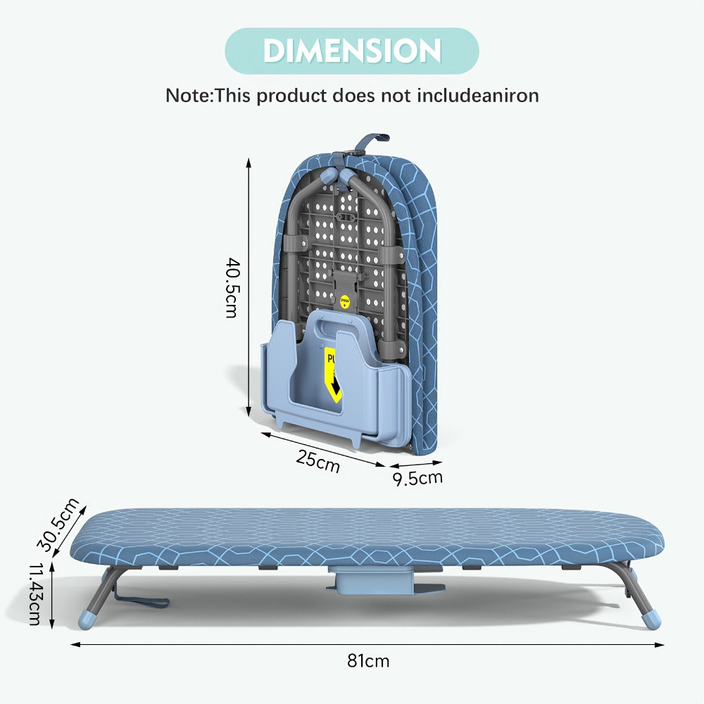 Tabletop Ironing Board Portable with Iron Holder & 2 Heat-Resistant Covers, Compact Small Ironing Board Metal Frame Non-Slip Feet for Home Travel Apartment Dorm, Space-Saving Desktop Iron Board Gift