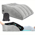 Inflatable Leg Elevation Pillow for Sleeping ¨C Wedge Knee Support Cushion for Swelling Relief, Ergonomic Leg Raise Pillow for Bed, Travel & Camping, Lightweight & Portable, Gray