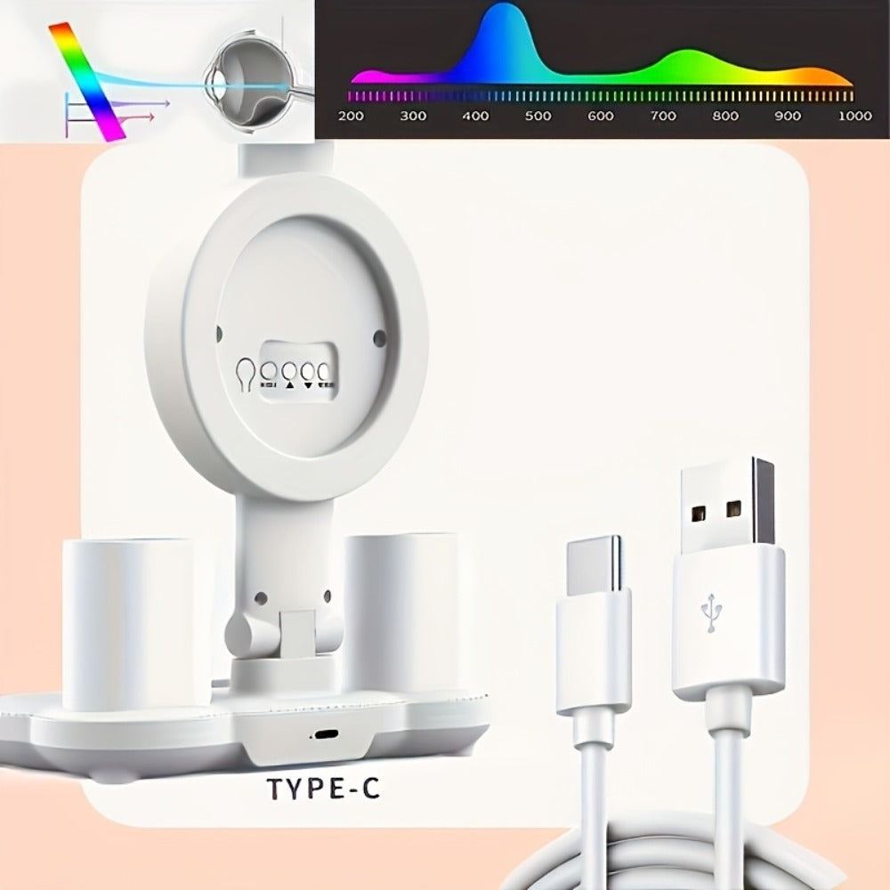 LED Desk Lamp with USB Touch Control Adjustable Brightness Color Changing Built-In Fan Night Light Eye-Caring for Home Office Dorm Study Multi-Angle