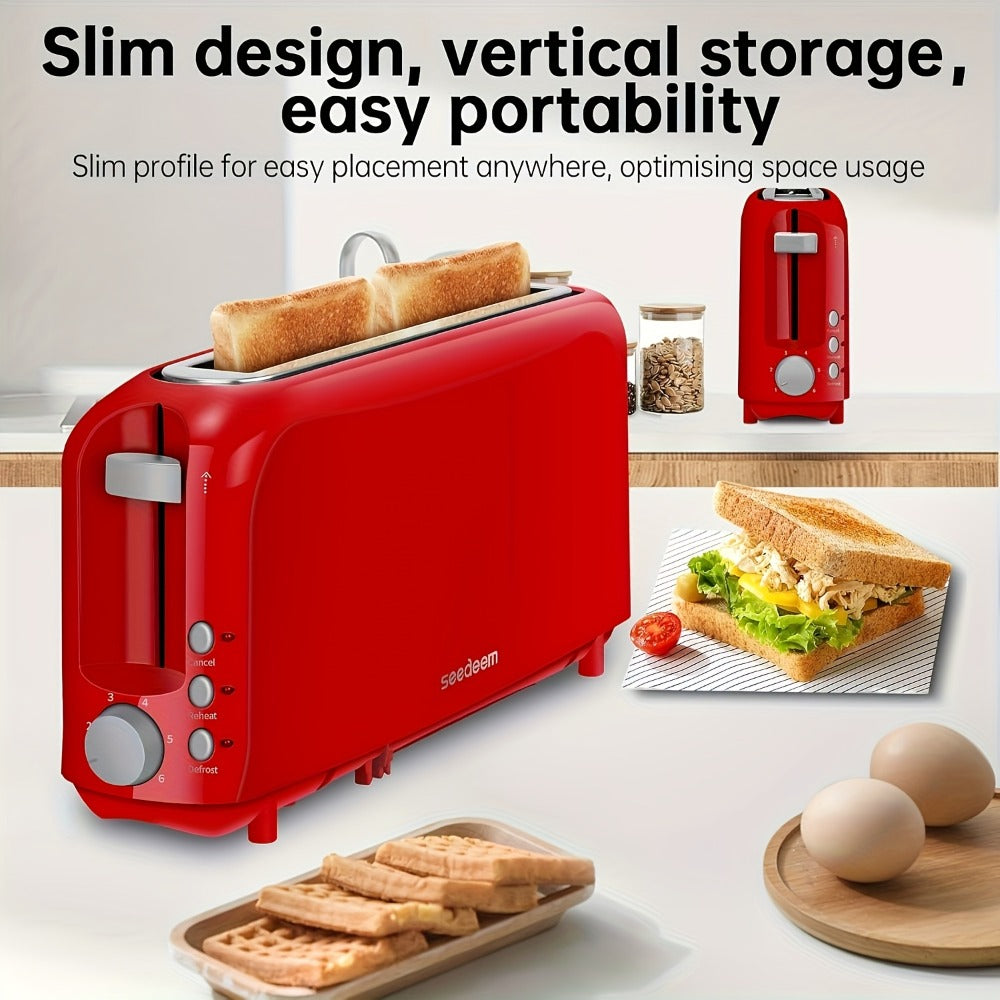 2-Slice Toaster Slim Ultra-Thin Design ¨C 6 Browning Settings, 10¡± Long Slot, Reheat & Defrost Functions, Auto Shut-Off, Removable Crumb Tray, 6 Colors Available