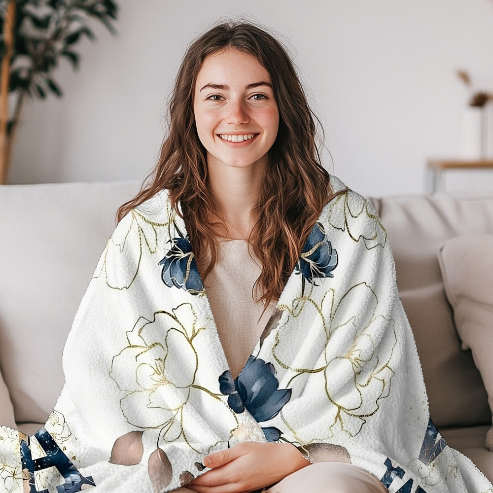 Floral Flannel Blanket ¨C 280gsm Soft Warm Elegant Flower Print Bedspread for Sofa, Bed & Living Room, Machine Washable, 3 Sizes