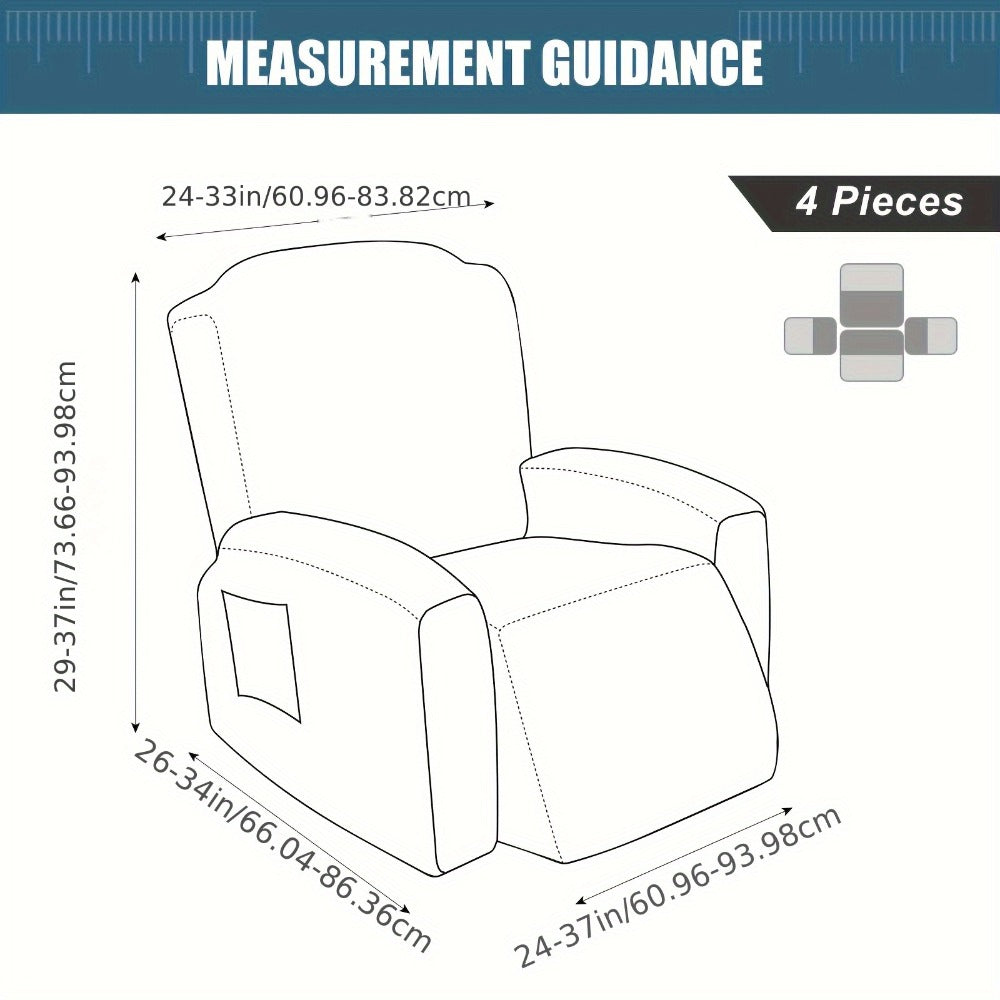 Recliner Chair Cover High Elasticity Stretch Swirl Pattern Slipcover Dust Scratch Resistant Washable Pet Friendly Fits Single Seater Sofa Massage Chair Living Room Furniture Protector