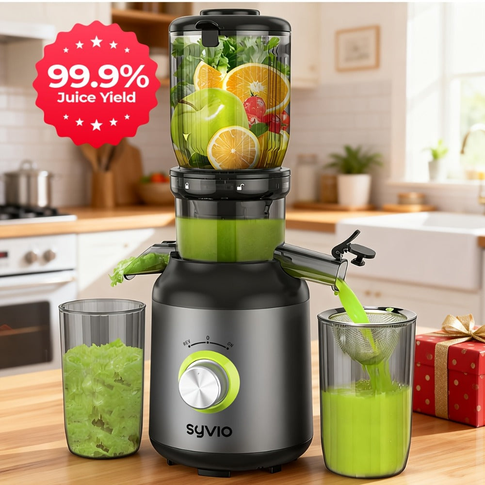 Centrifugal Juicer with 4.3-Inch Wide Feed Chute - 3-Speed Electric Juicer Machine for Whole Fruits & Vegetables, High Juice Yield, 3 Interchangeable Strainers, Easy to Clean, BPA-Free
