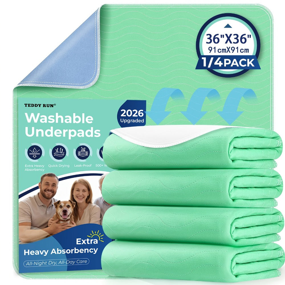 Washable Reusable Underpads 36x36 Inch Extra Heavy Absorbency Waterproof Bed Pads for Adults Kids and Elderly Quick Drying Leak-Proof Mattress Protector Pee Pads for Dogs and Puppies Couch Sofa Floor Protection