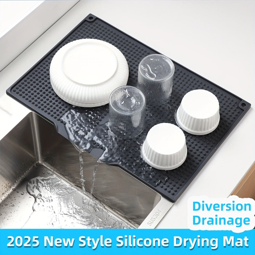 XL Kitchen Countertop Drying Mat 17.72x12.2 Inch Heat Resistant 446¡ãF Anti-Slip Splash-Proof Drain Pad, Dishwasher Safe Sink Stove Drying Pad Easy to Clean Space-Saving