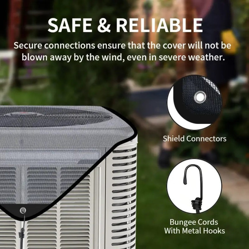 Outdoor Air Conditioner Cover 26¡±x26¡±, Universal PVC Mesh AC Unit Protector, Prevents Leaves Debris Snow, Weatherproof Outdoor AC Cover for Winter Christmas Season