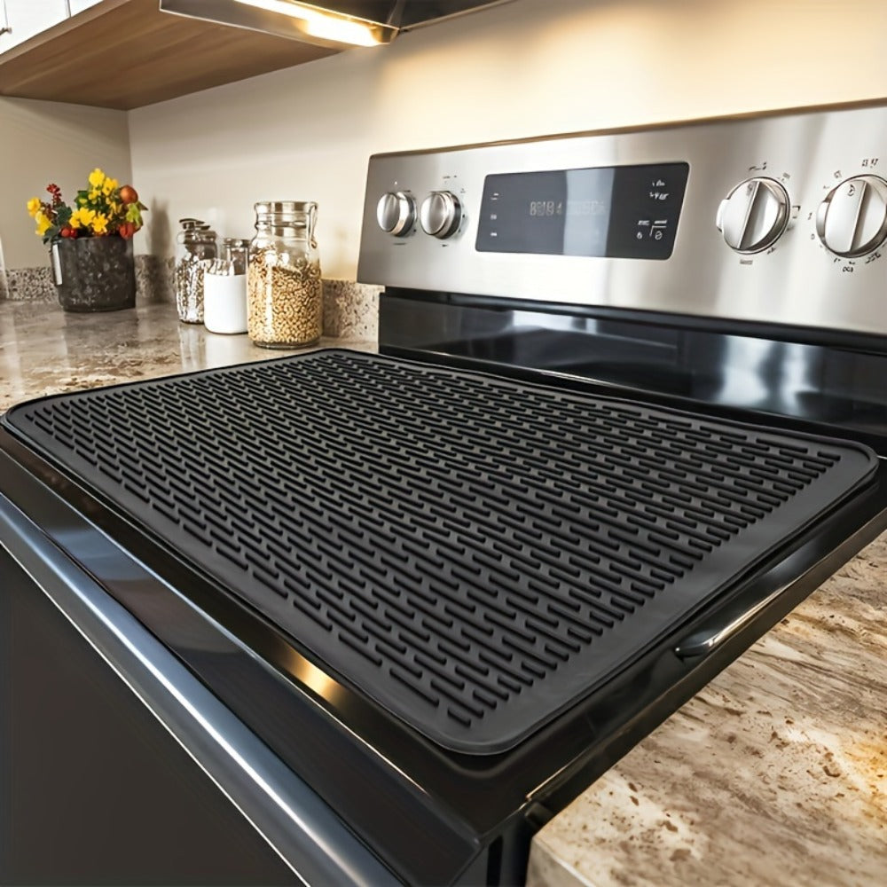Silicone Stove Top Cover Protector 28x20 Inch ¨C Heat-Resistant Glass Cooktop Cover for Electric & Ceramic Stoves, Scratch-Proof Surface Mat & Kitchen Dish Drying Pad