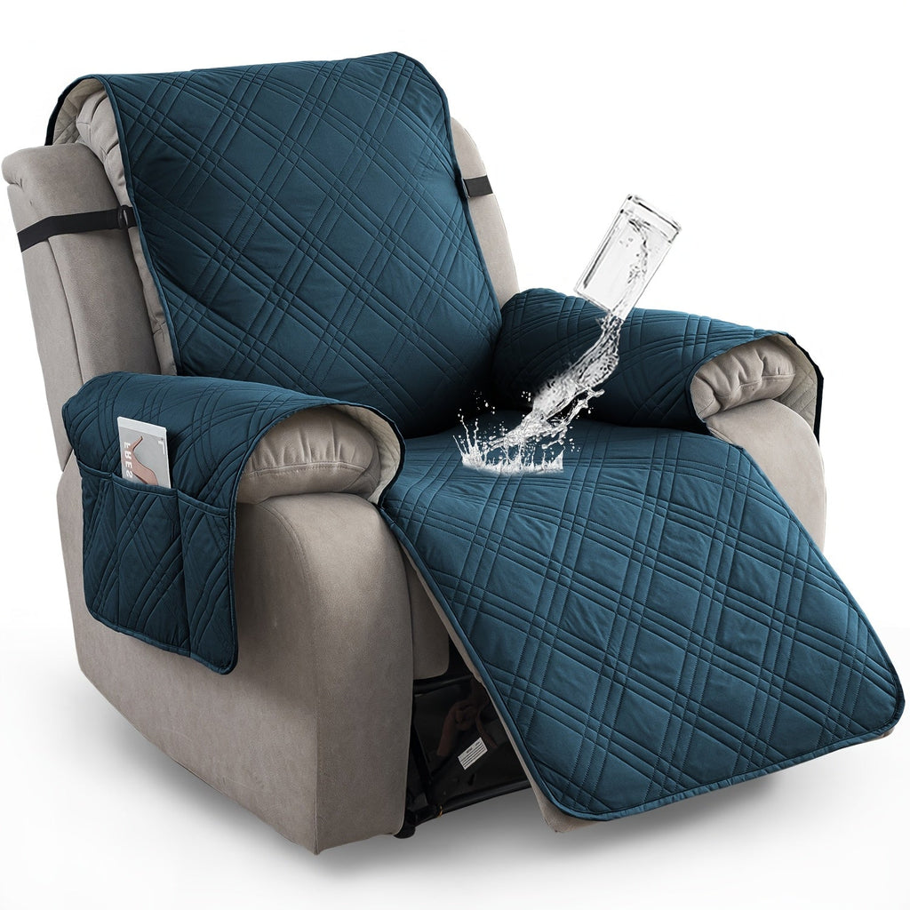 Recliner Chair Cover Waterproof Non-Slip Sofa Slipcover with Pocket Pet Scratch Resistant Washable Furniture Protector for Living Room Multiple Colors