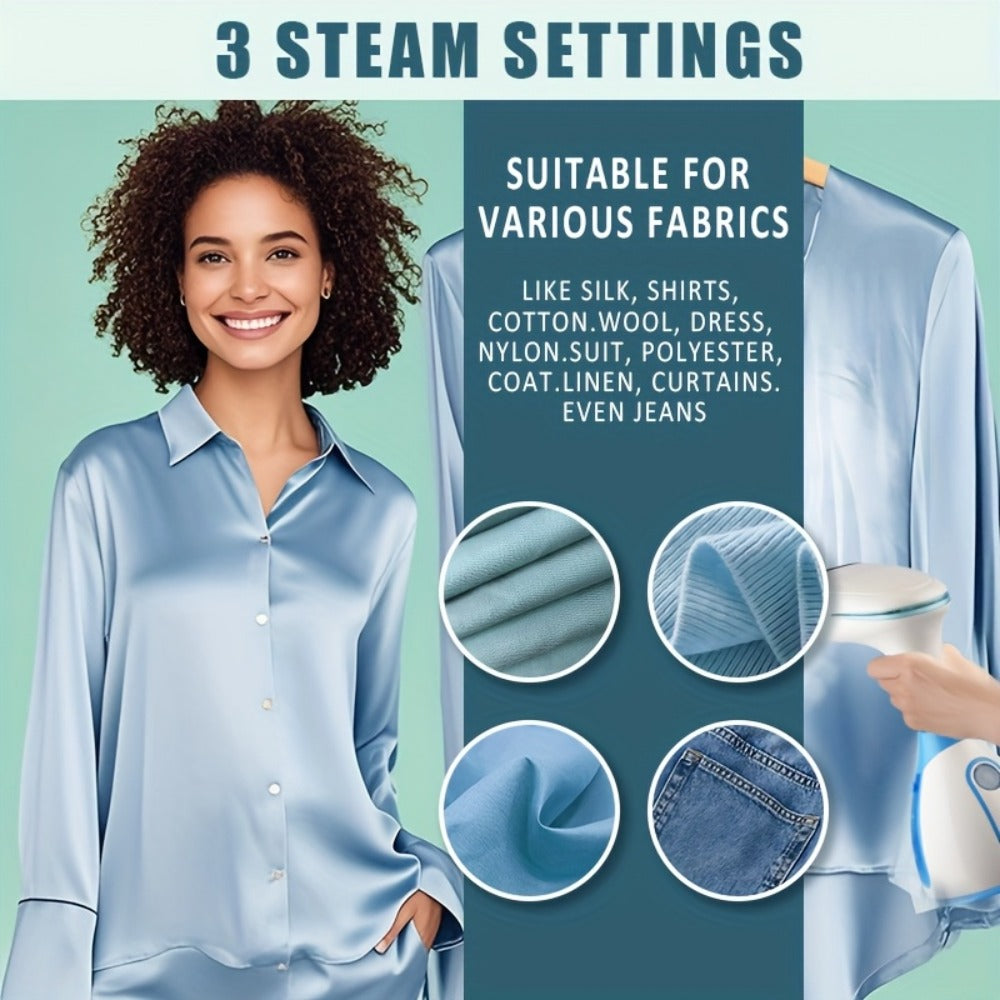 Handheld Garment Steamer 1500W with 9.47oz Removable Water Tank, Portable Fabric Steamer 30s Fast Heat-Up with Accessories Kit, Compact Mini Steam Iron for Clothes Home Travel Office, US Plug