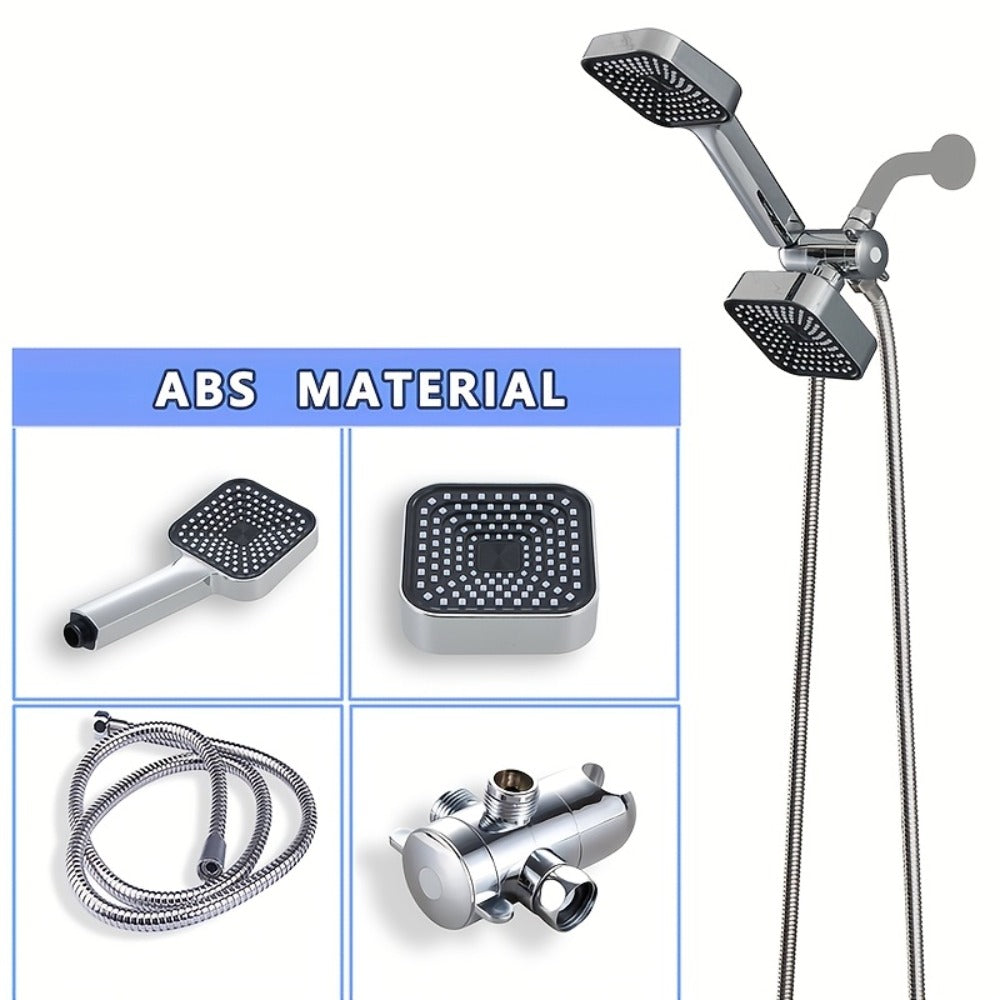 Handheld Shower Head Kit 4 Inch High Flow with Long Hose 3-Way Diverter Dual Purpose Shower Spray Assembly Wall Mount Bathroom Shower Fixtures Silver Black