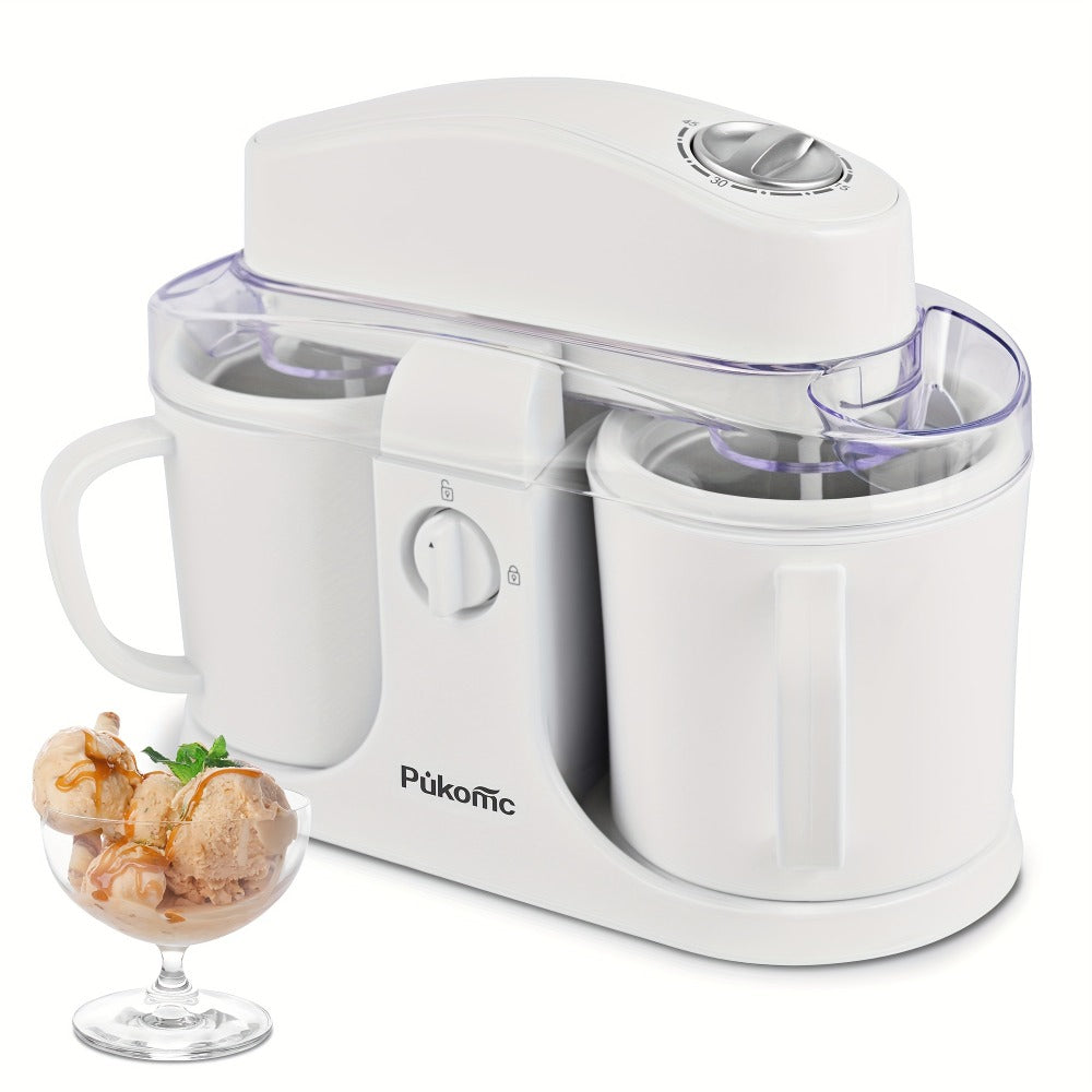 Ice Cream Maker Machine 33.81oz Dual Cup - Homemade Ice Cream, Frozen Yogurt & Fruit Smoothies, Detachable Easy-Clean Design, Electric Dessert Maker for Family & Kids, Perfect Christmas Gift